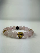 Load image into Gallery viewer, 10mm Lion Rose Quartz Bracelet