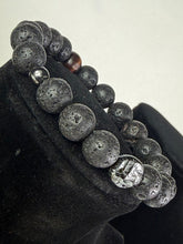 Load image into Gallery viewer, 10mm Black Lava Rock and Hematite Lion
