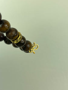 10mm Brown Tiger’s Eye- Gold Lion and Eye of Horus Bracelet