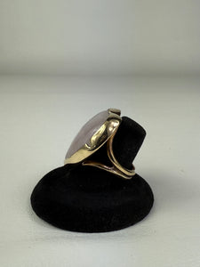 Rose Quartz Heart Brass Ring