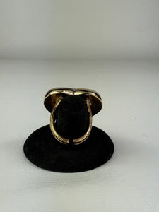 Rose Quartz Heart Brass Ring
