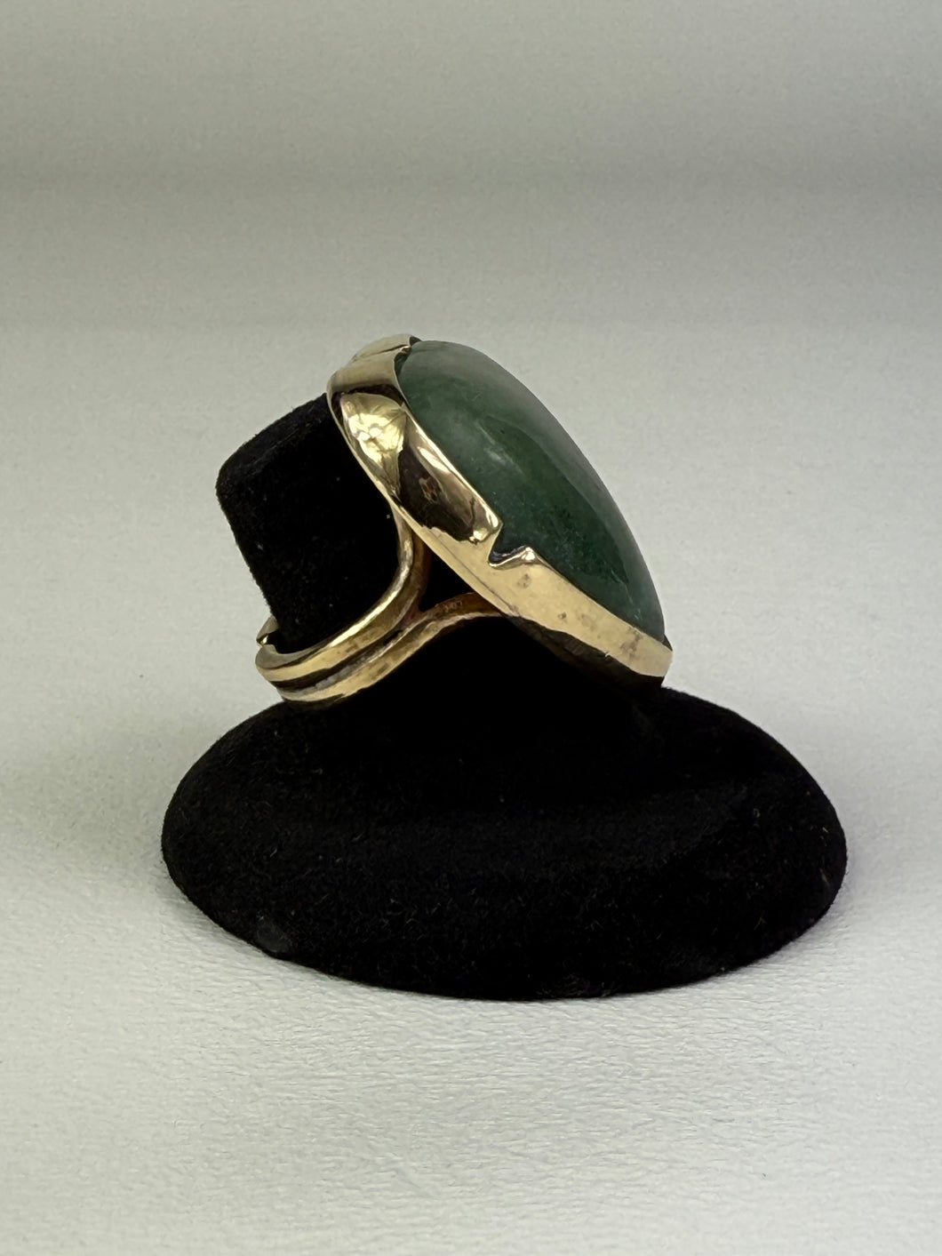 Aventurine Heart Brass Ring