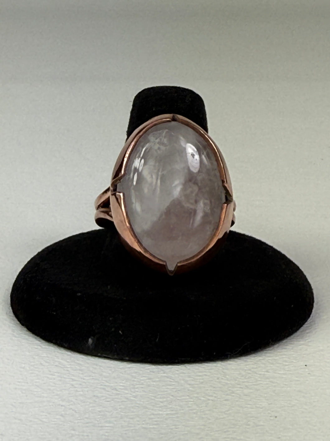 Rose Quartz Oval Copper Ring