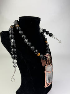 Obsidian & Quartz Necklace