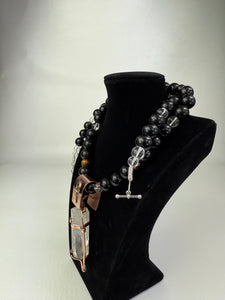 Obsidian & Quartz Necklace