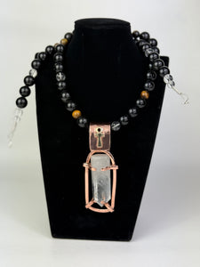 Obsidian & Quartz Necklace