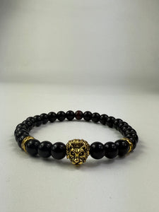 8mm Black Onyx Lion Bracelet