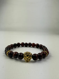 8mm Red Tiger Eye Lion  Bracelet