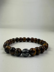 Tiger Eye & Hematite Lion Bracelet