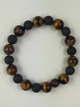 Load image into Gallery viewer, Tiger Eye 12mm &amp; Lava Rock 10mm  Bracelet
