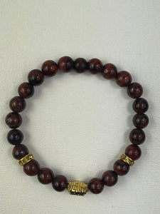 8mm Red Tiger Eye Lion  Bracelet