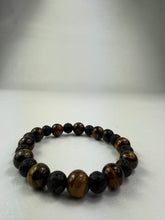 Load image into Gallery viewer, Tiger Eye 10mm &amp; Lava Rock 8mm  Bracelet
