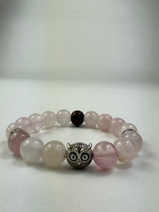 10mm Owl Rose Quartz Bracelet