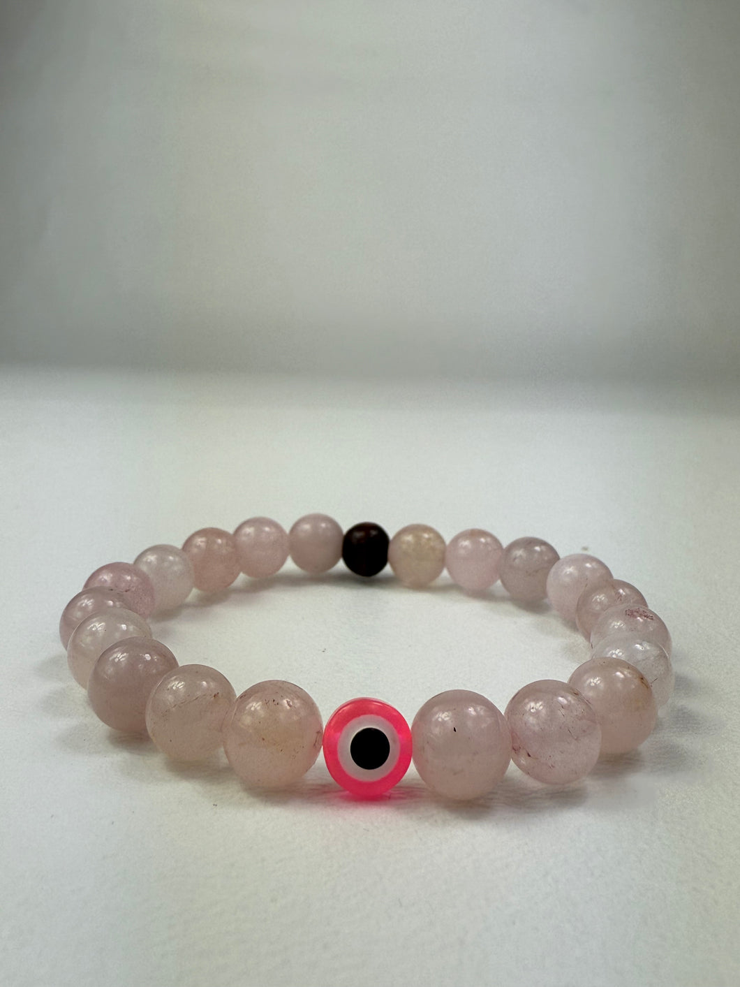8mm Evil Eye Rose Quartz Bracelet