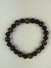 Load image into Gallery viewer, Tiger Eye 10mm &amp; Lava Rock 8mm  Bracelet
