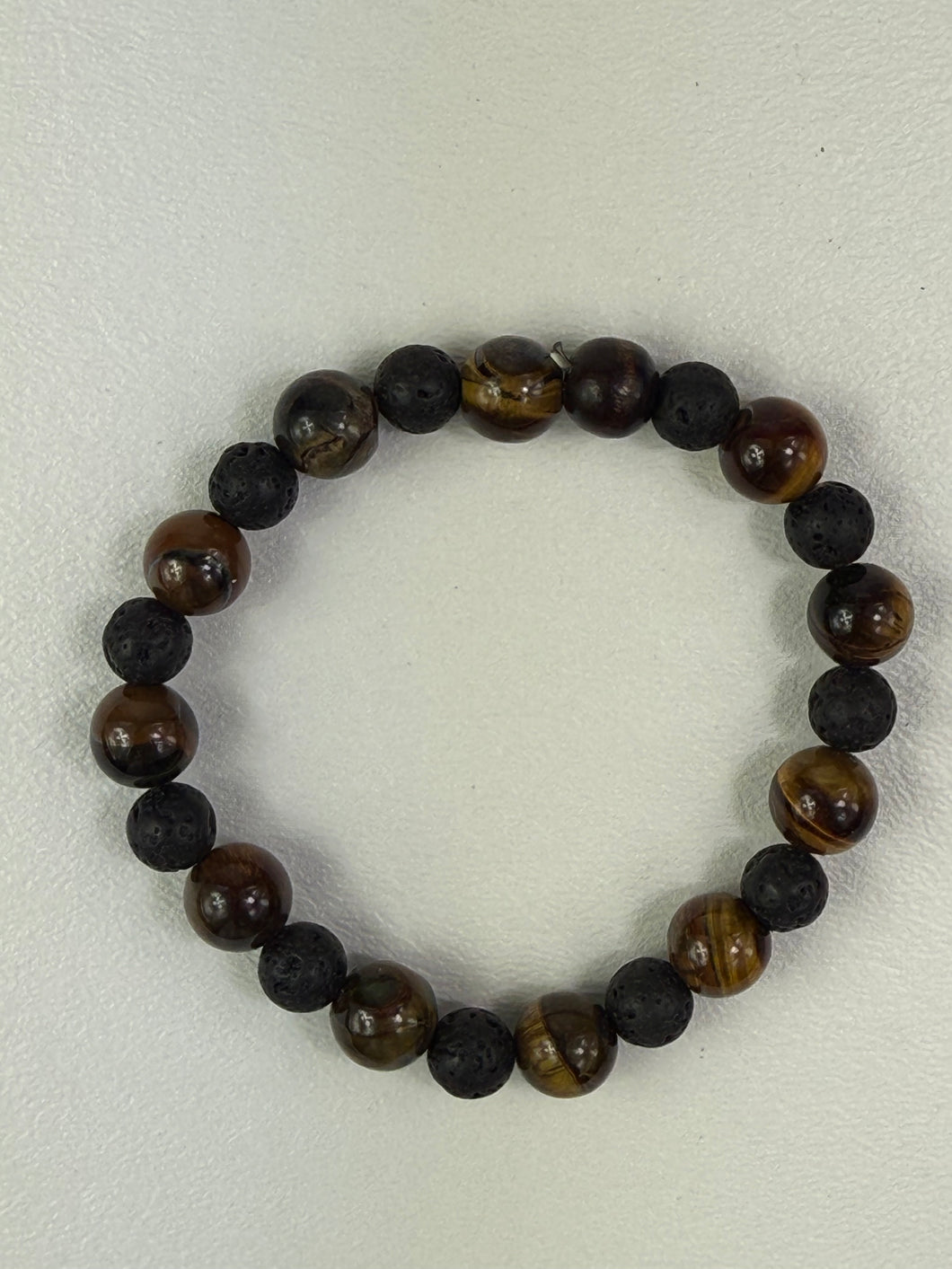 Tiger Eye 10mm & Lava Rock 8mm  Bracelet