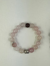 Load image into Gallery viewer, 10mm Owl Rose Quartz Bracelet
