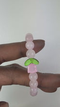 Load and play video in Gallery viewer, 8mm Rose Quartz Flower Bracelet
