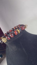 Load and play video in Gallery viewer, 10mm Red Tiger’s Eye- Gold Lion and Eye of Horus Bracelet (Copy)
