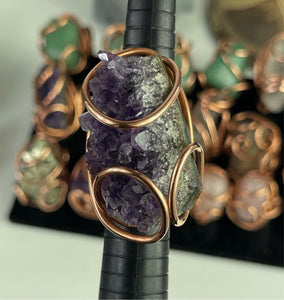 Amethyst Geode 12g adjustable ring