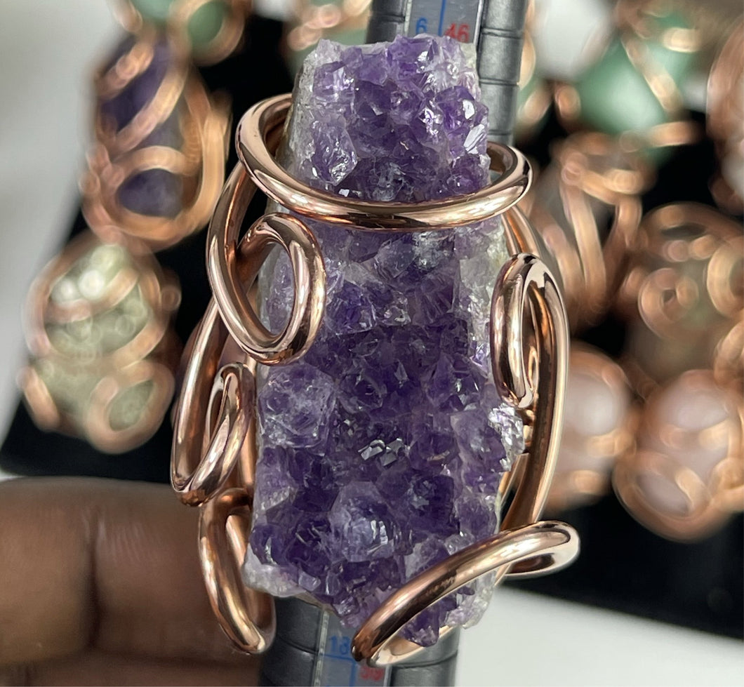 10g Adjustable Amethyst GeodeRing