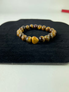 10mm Brown Tiger Eye Heart